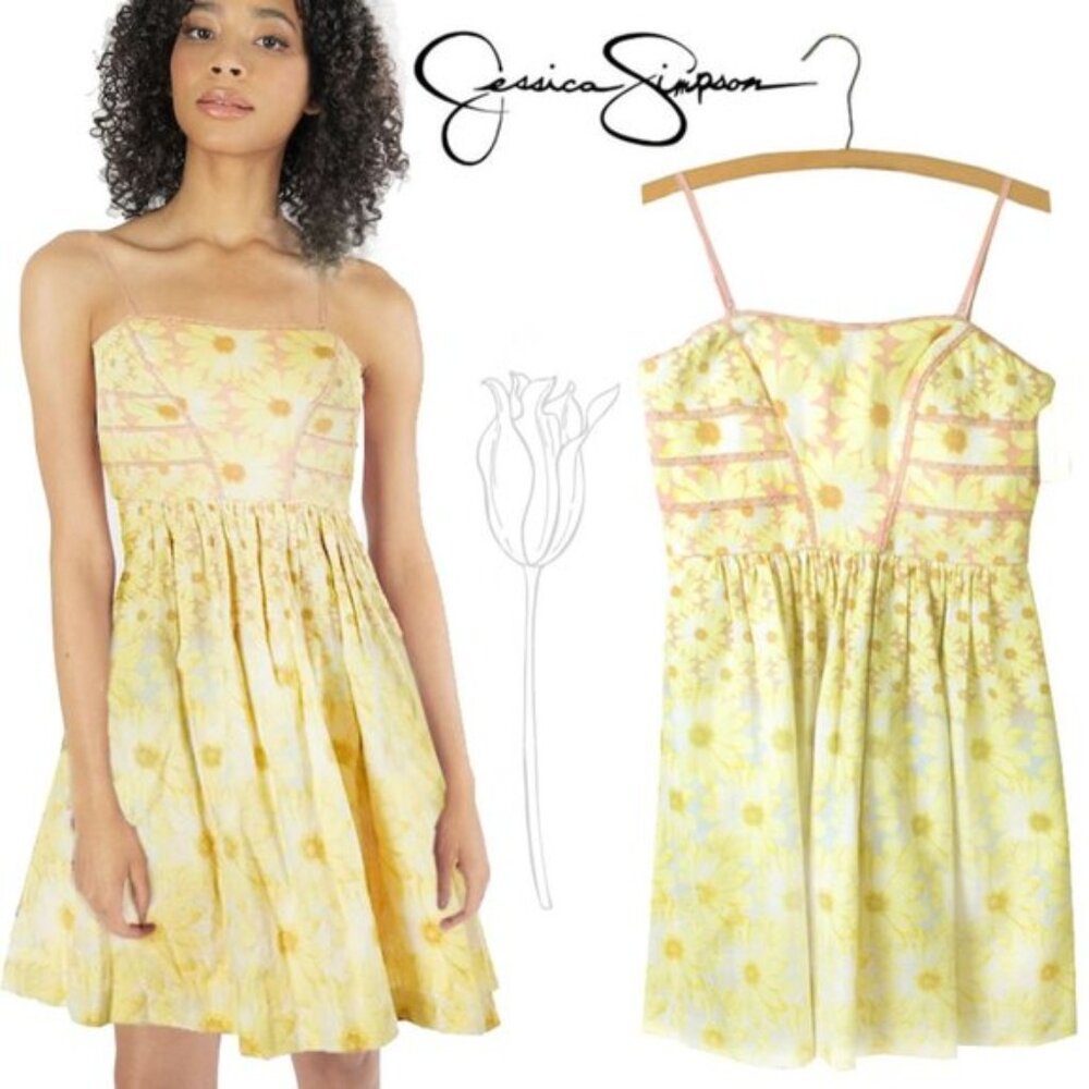 JESSICA SIMPSON Floral Strapless Flare Dress 8